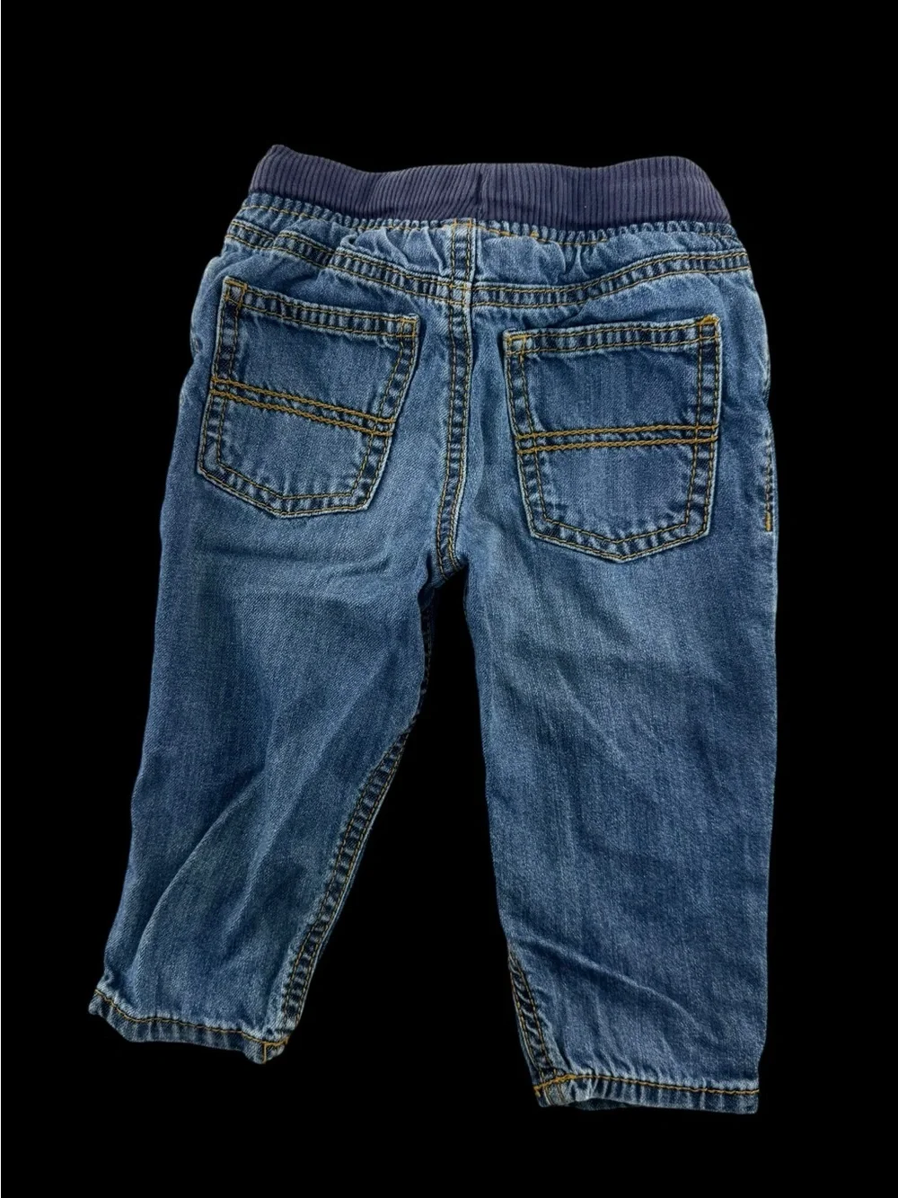Carter's Navy and Green Plaid Matching Set with drawstring waist jeans 12m